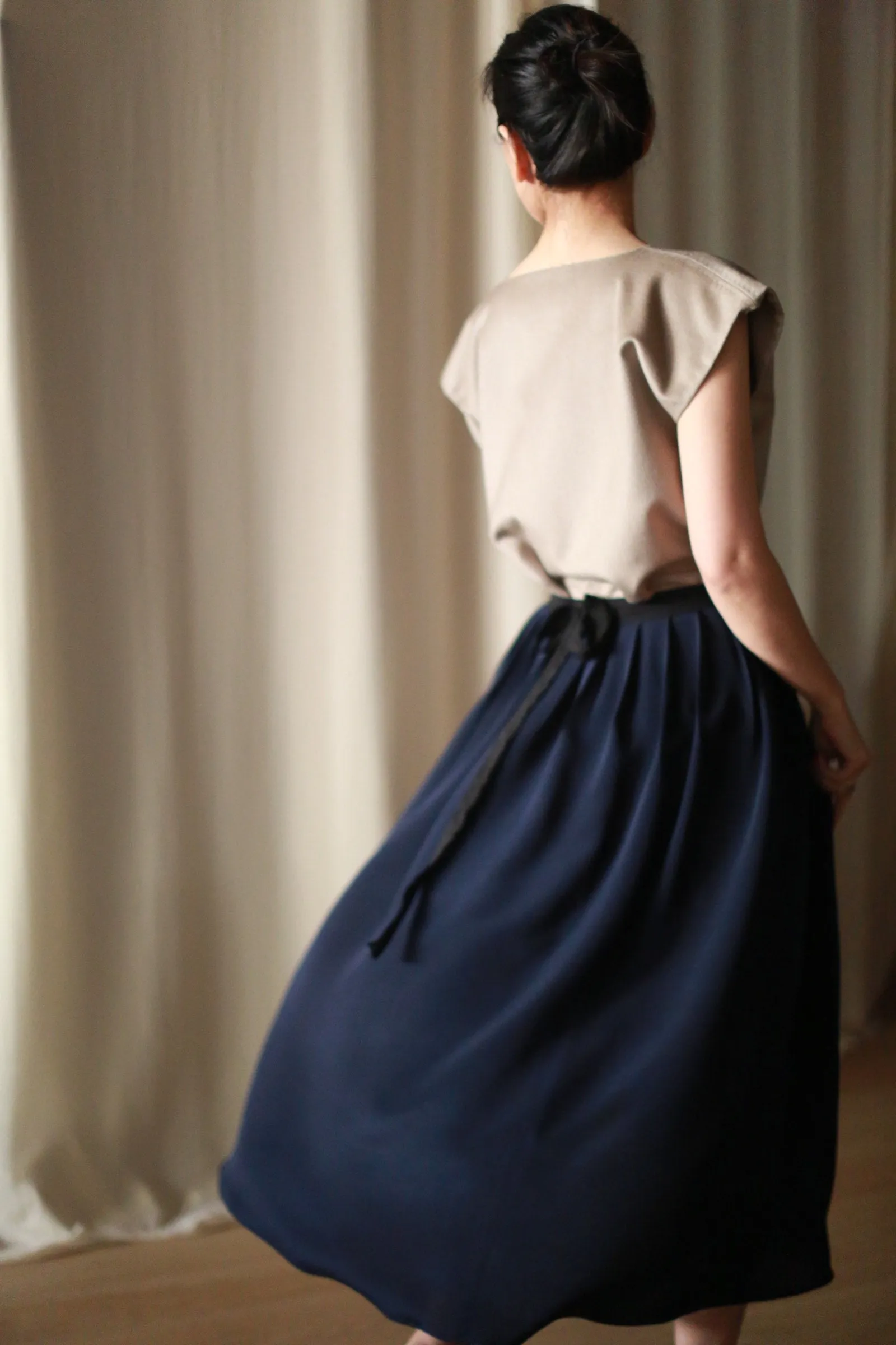 Silk Pleated Wrap Skirt