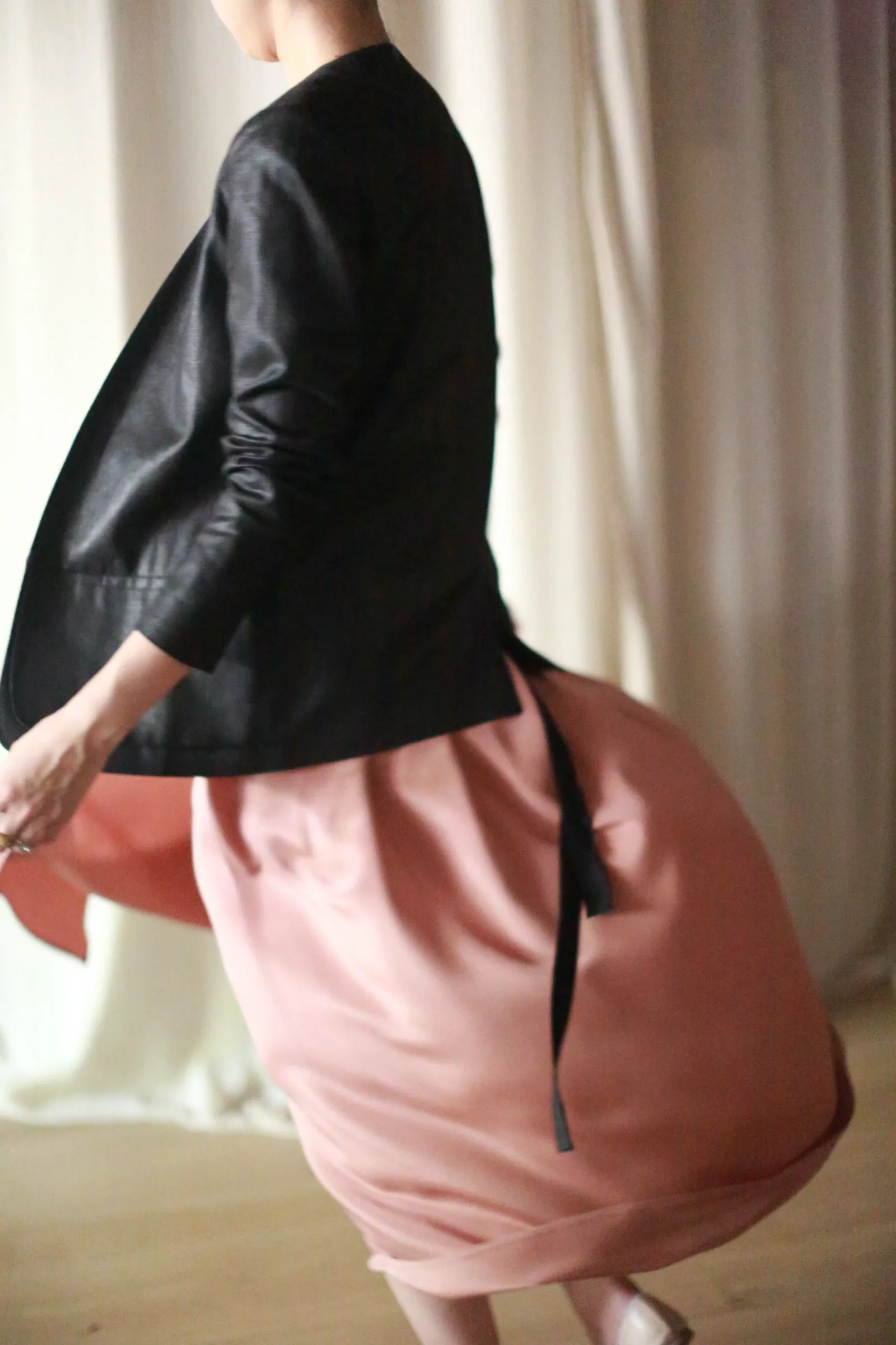 Silk Pleated Wrap Skirt