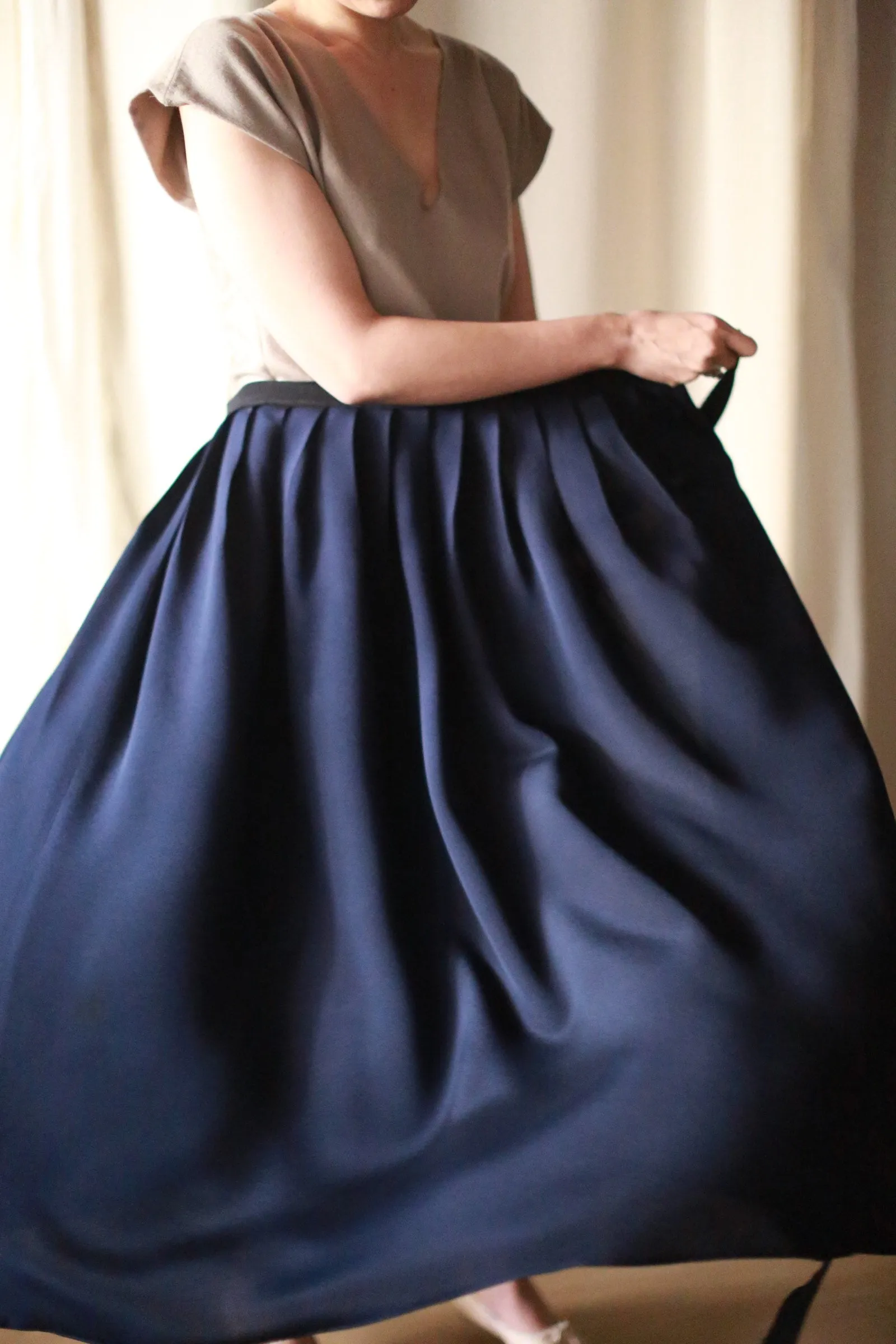 Silk Pleated Wrap Skirt