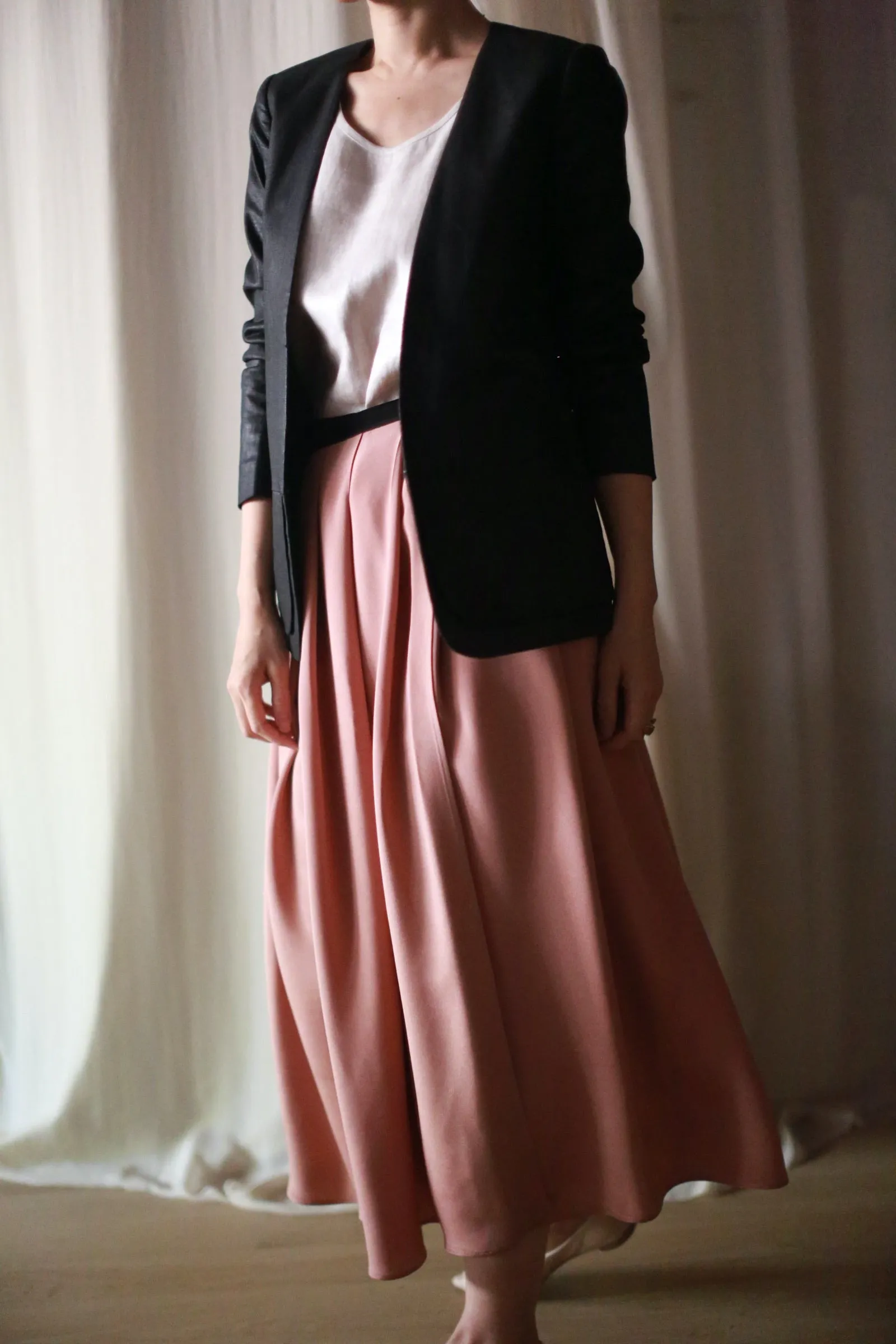 Silk Pleated Wrap Skirt