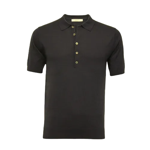 Silk Polo Shirt 5 Buttons Navy