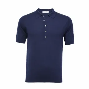 Silk Polo Shirt 5 Buttons Navy