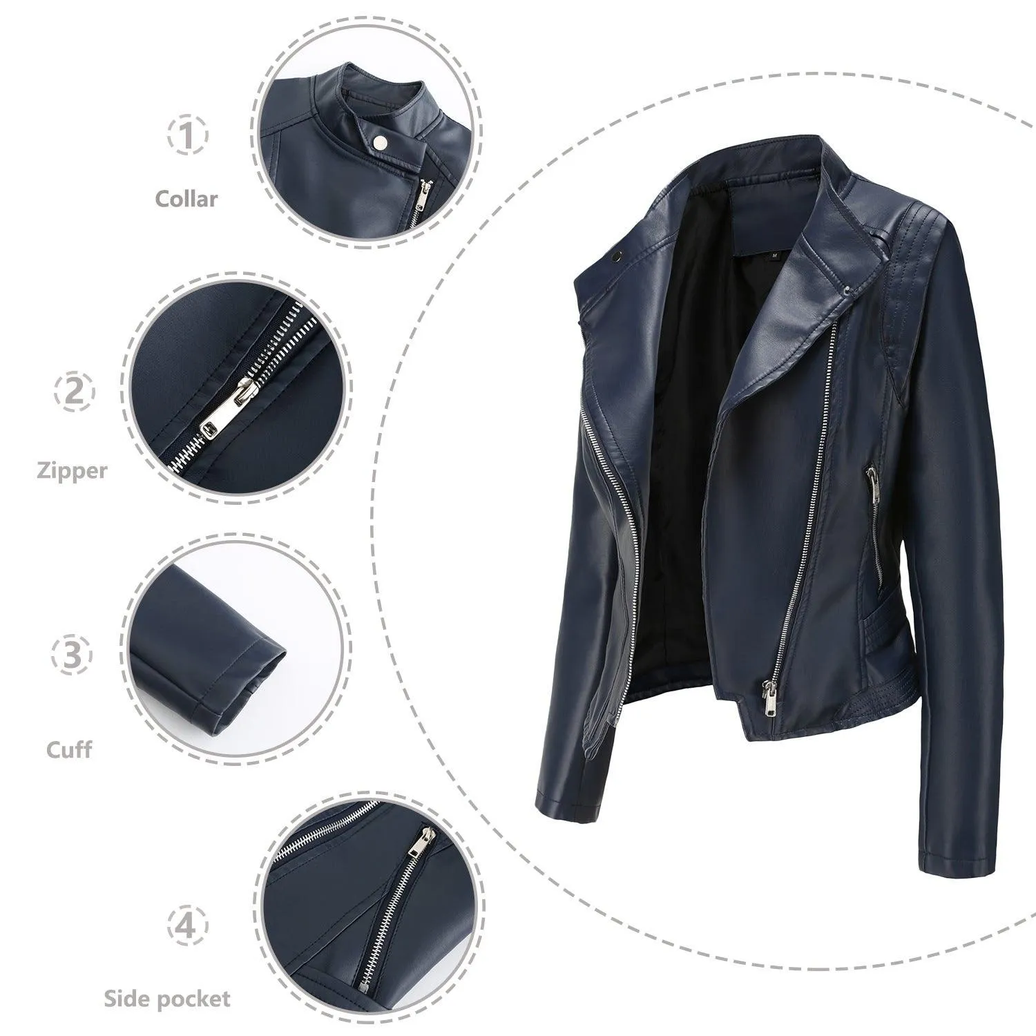 Slim Fit PU Leather Coat