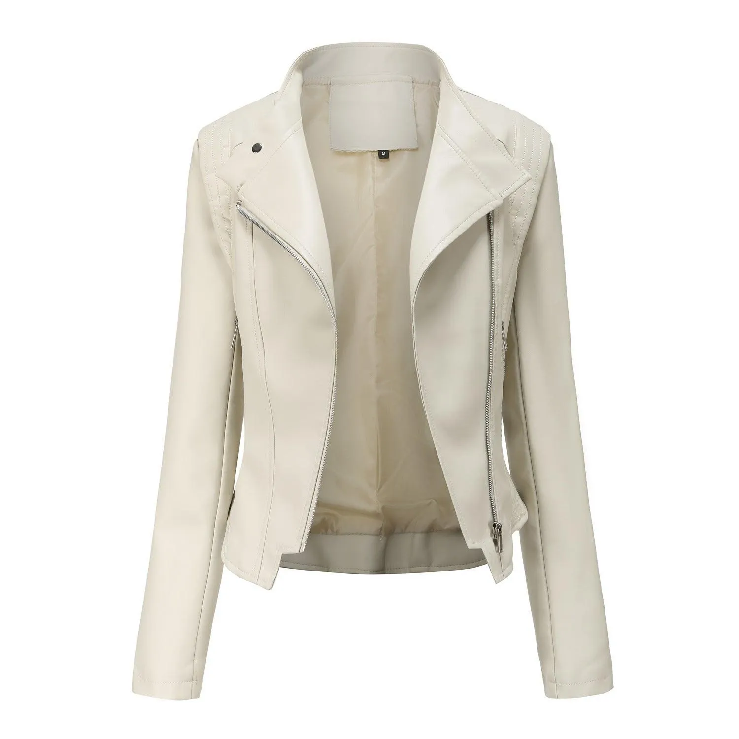 Slim Fit PU Leather Coat