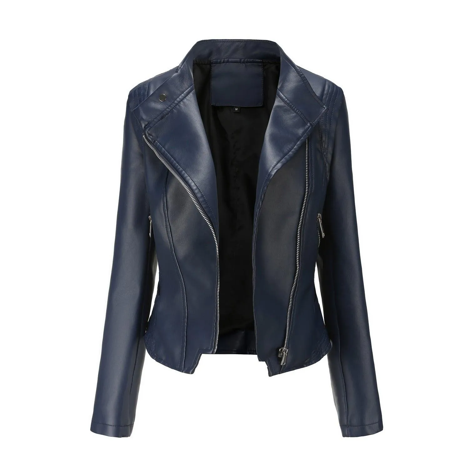 Slim Fit PU Leather Coat