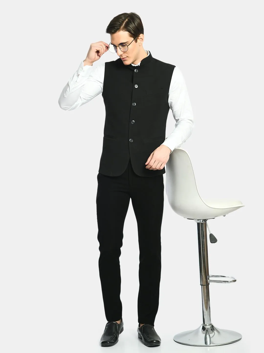 Solid Imported Knit Men's Nehru Jacket