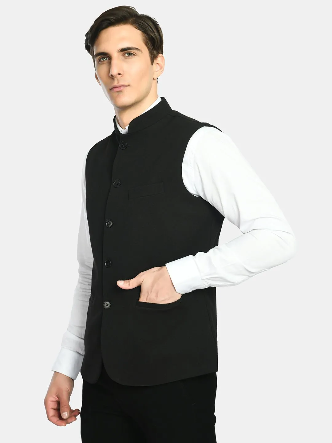 Solid Imported Knit Men's Nehru Jacket