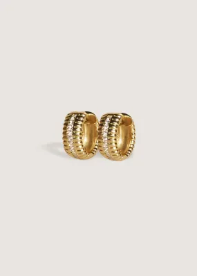 Solis Ribbed Pavé Diamond Earrings