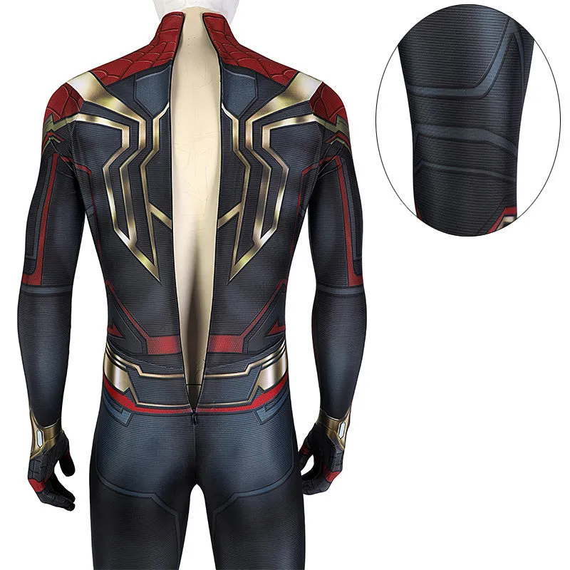 Spider-Man 3 Costume Spiderman No Way Home Peter Parker Cosplay Superhero Gold Jumpsuit