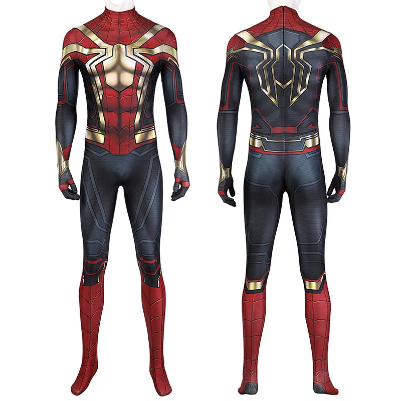 Spider-Man 3 Costume Spiderman No Way Home Peter Parker Cosplay Superhero Gold Jumpsuit