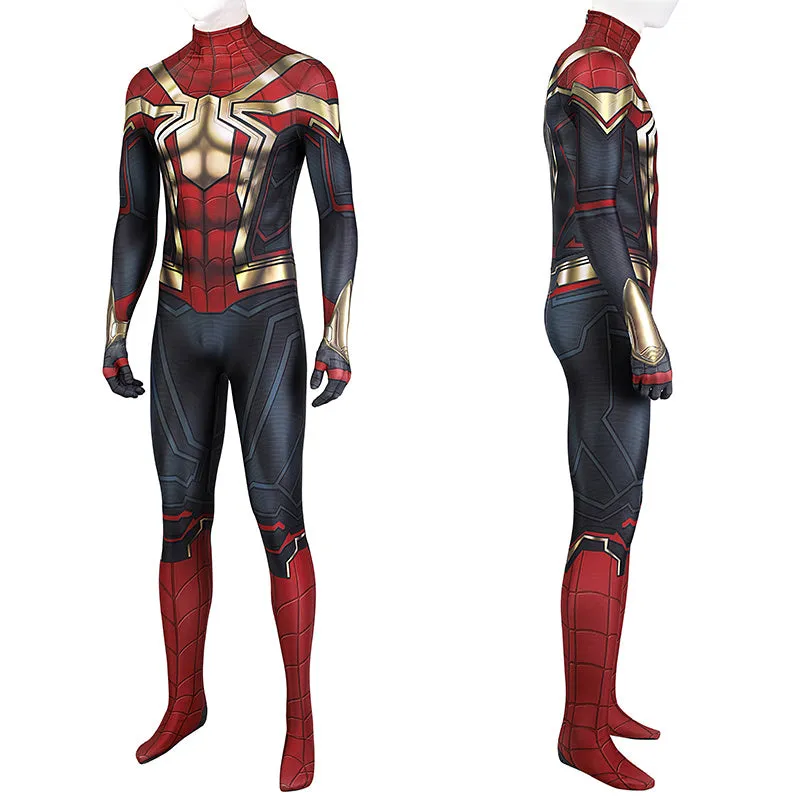 Spider-Man 3 Costume Spiderman No Way Home Peter Parker Cosplay Superhero Gold Jumpsuit