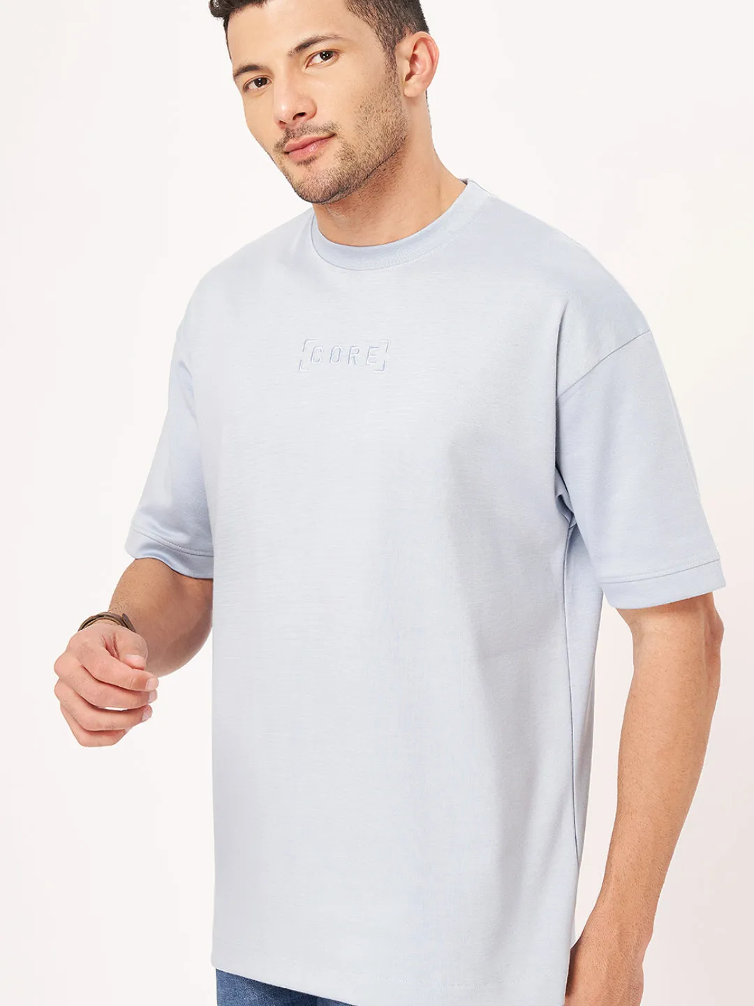 Steel Blue Half Sleeve Oversized T Shirt