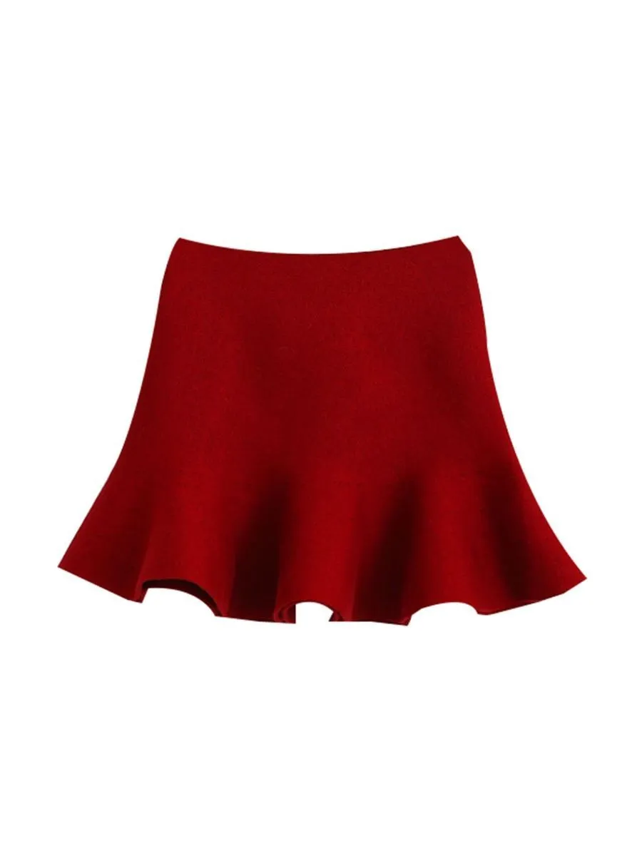 Stylish Toddler Girl Solid Color Knitted Skirt