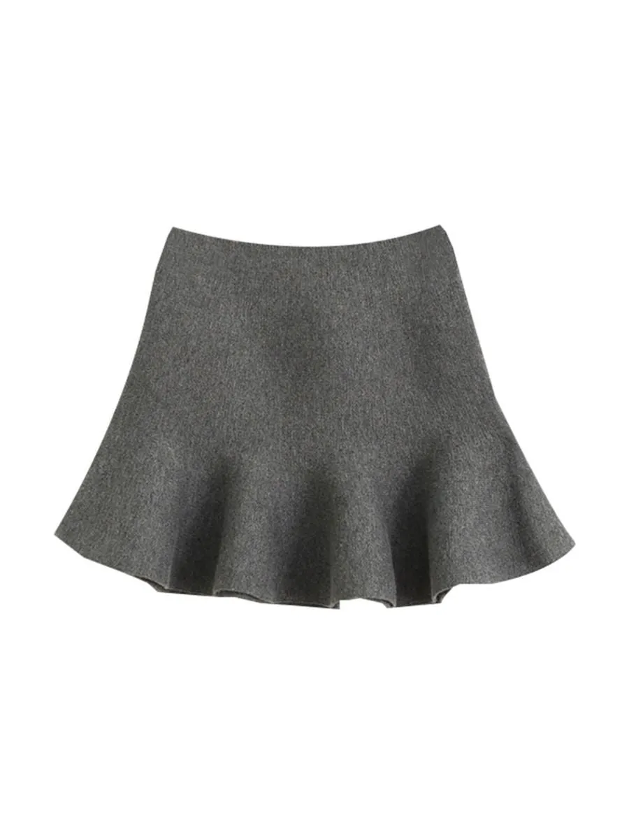 Stylish Toddler Girl Solid Color Knitted Skirt