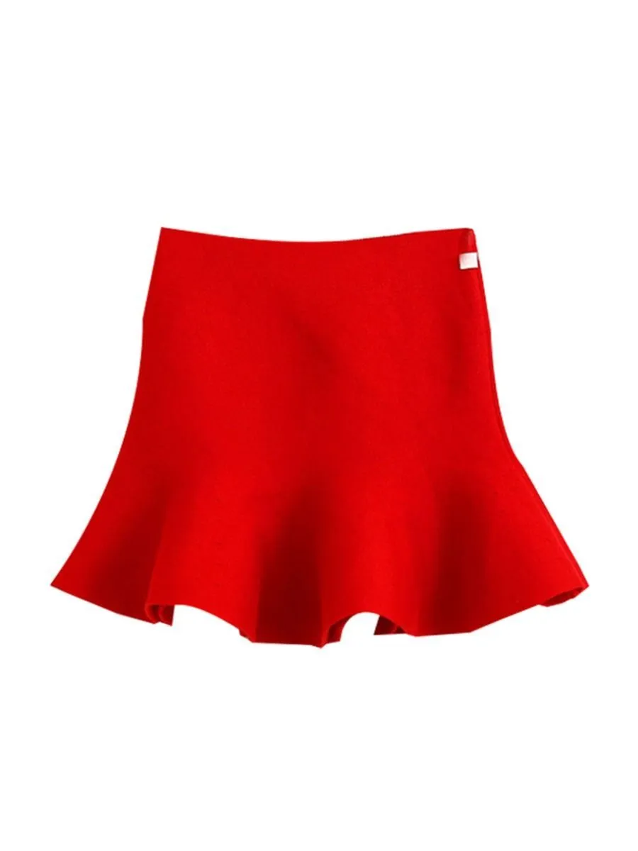 Stylish Toddler Girl Solid Color Knitted Skirt