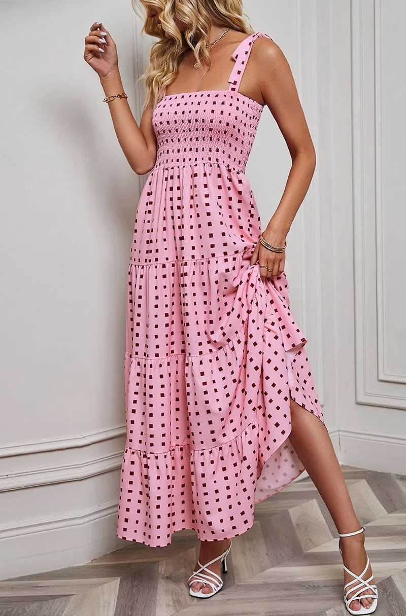 Summer Slit Dress Beach Dot Holiday Dresses for Women - WD8204