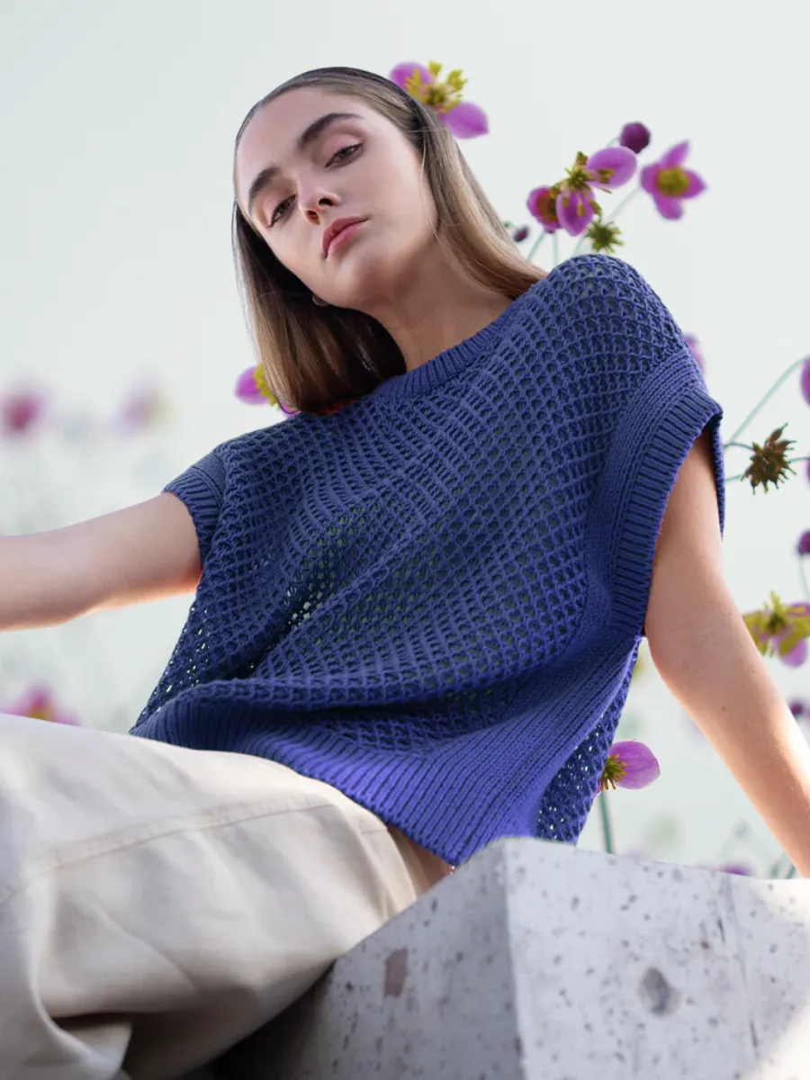 SUN TOP Organic Pima Cotton Knit - Blue