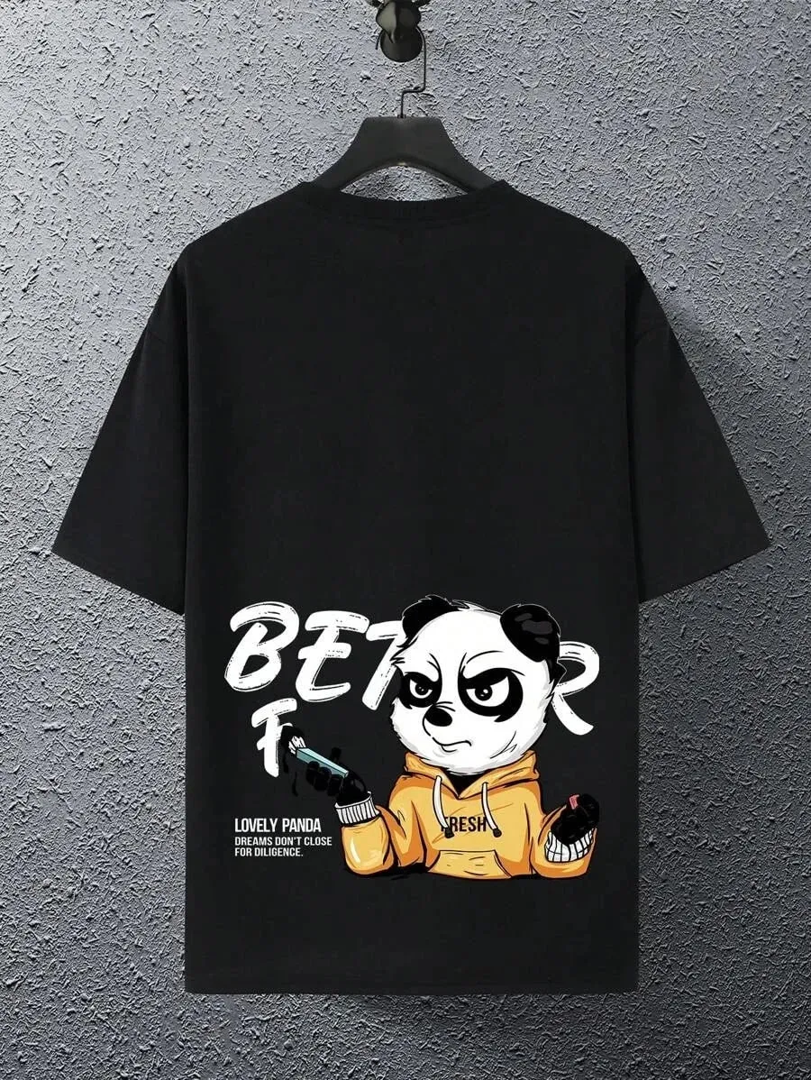 SXV  'Fresh Panda’ Printed Cool Aesthetic Oversized Baggy T-shirt