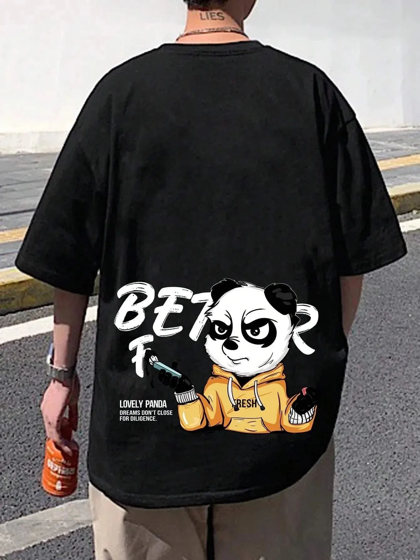 SXV  'Fresh Panda’ Printed Cool Aesthetic Oversized Baggy T-shirt