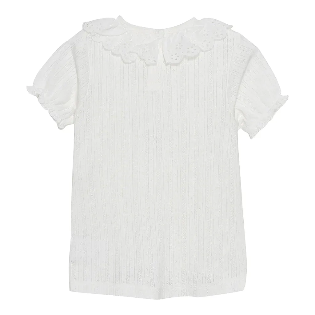 The Short Sleeve Pointelle Blouse - KIDS