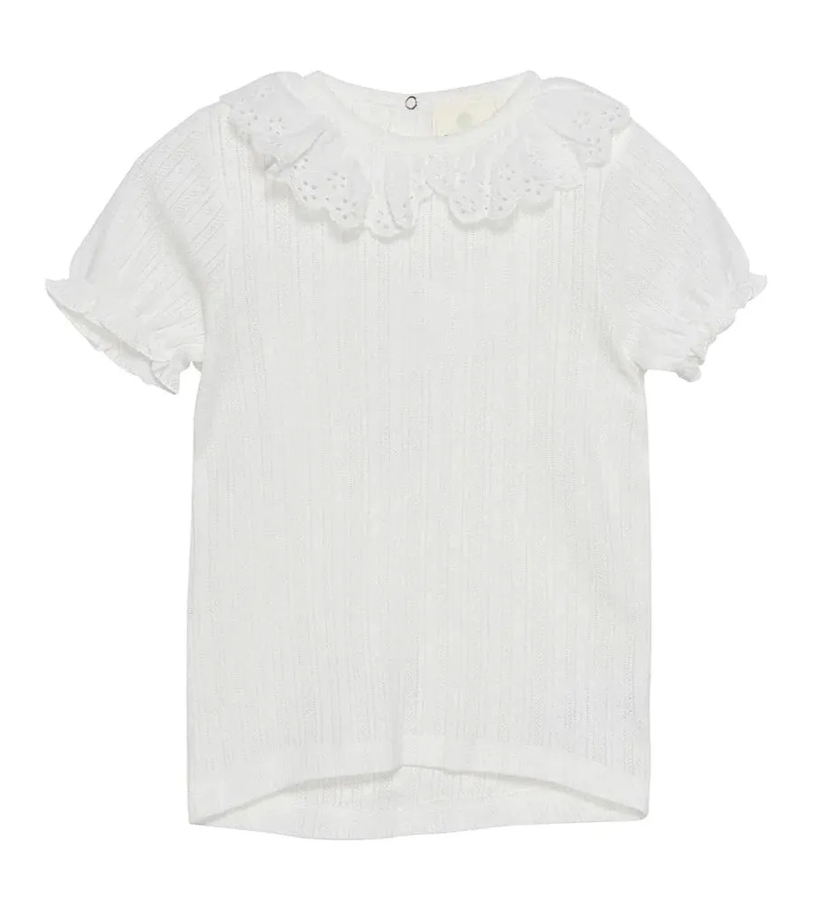 The Short Sleeve Pointelle Blouse - KIDS