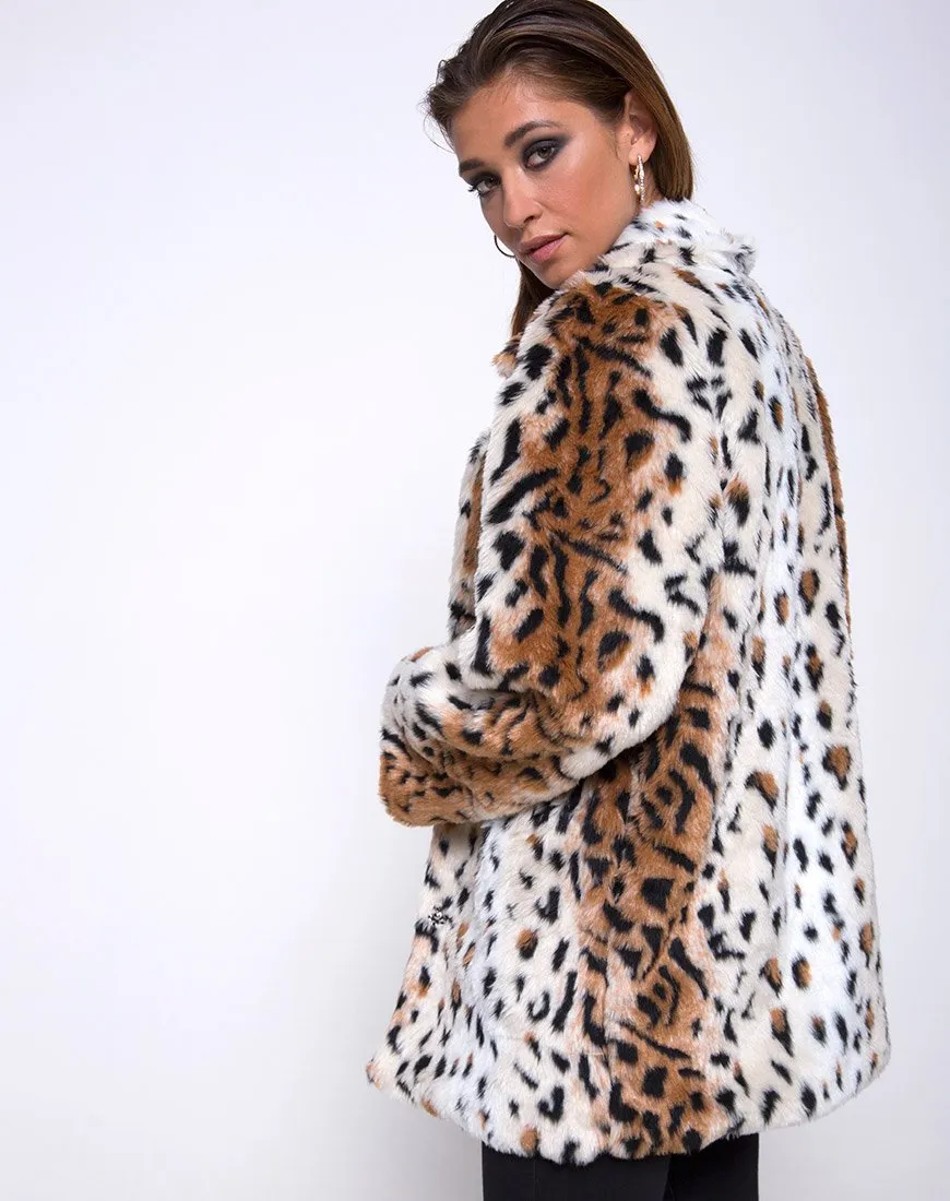 Tina Coat in Leopard Faux Fur