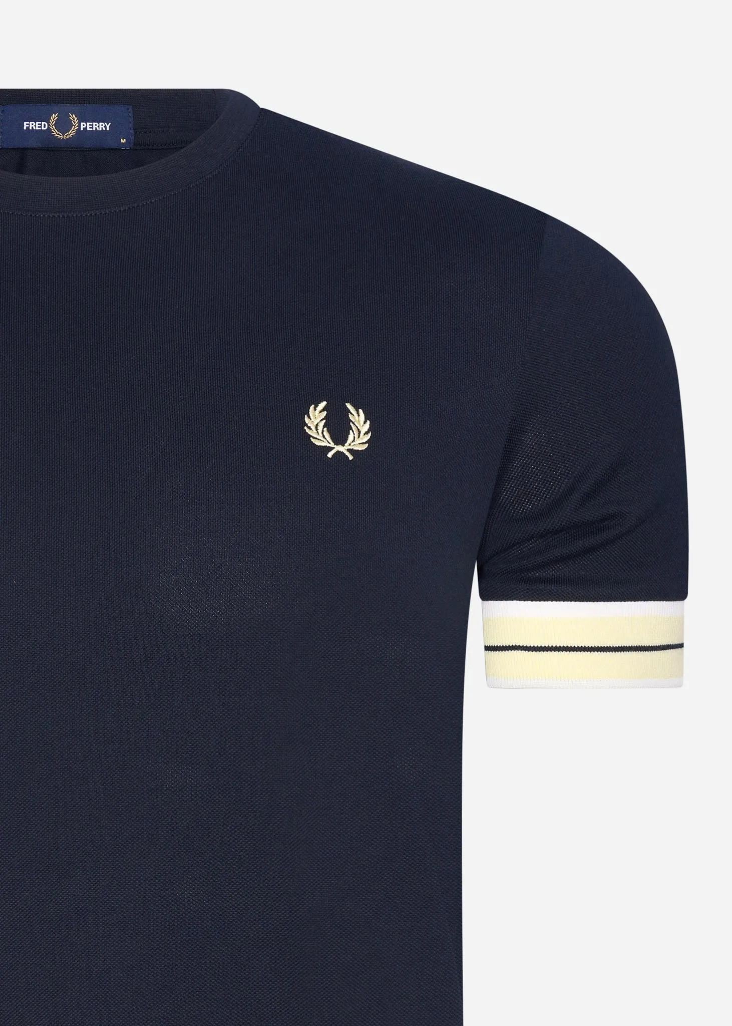 Tramline tipped pique t-shirt - navy