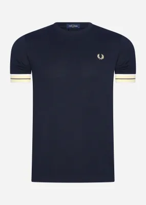 Tramline tipped pique t-shirt - navy