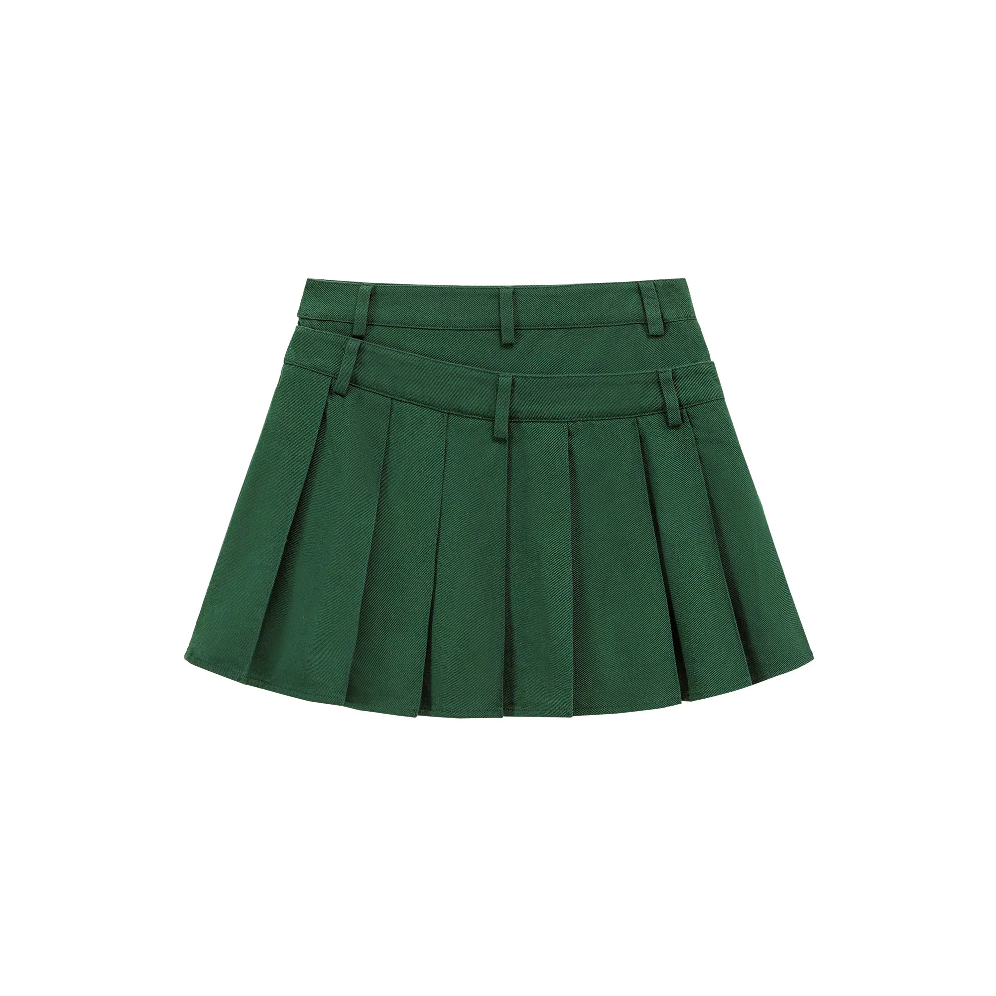 Two Belts Pleated Mini Skirt