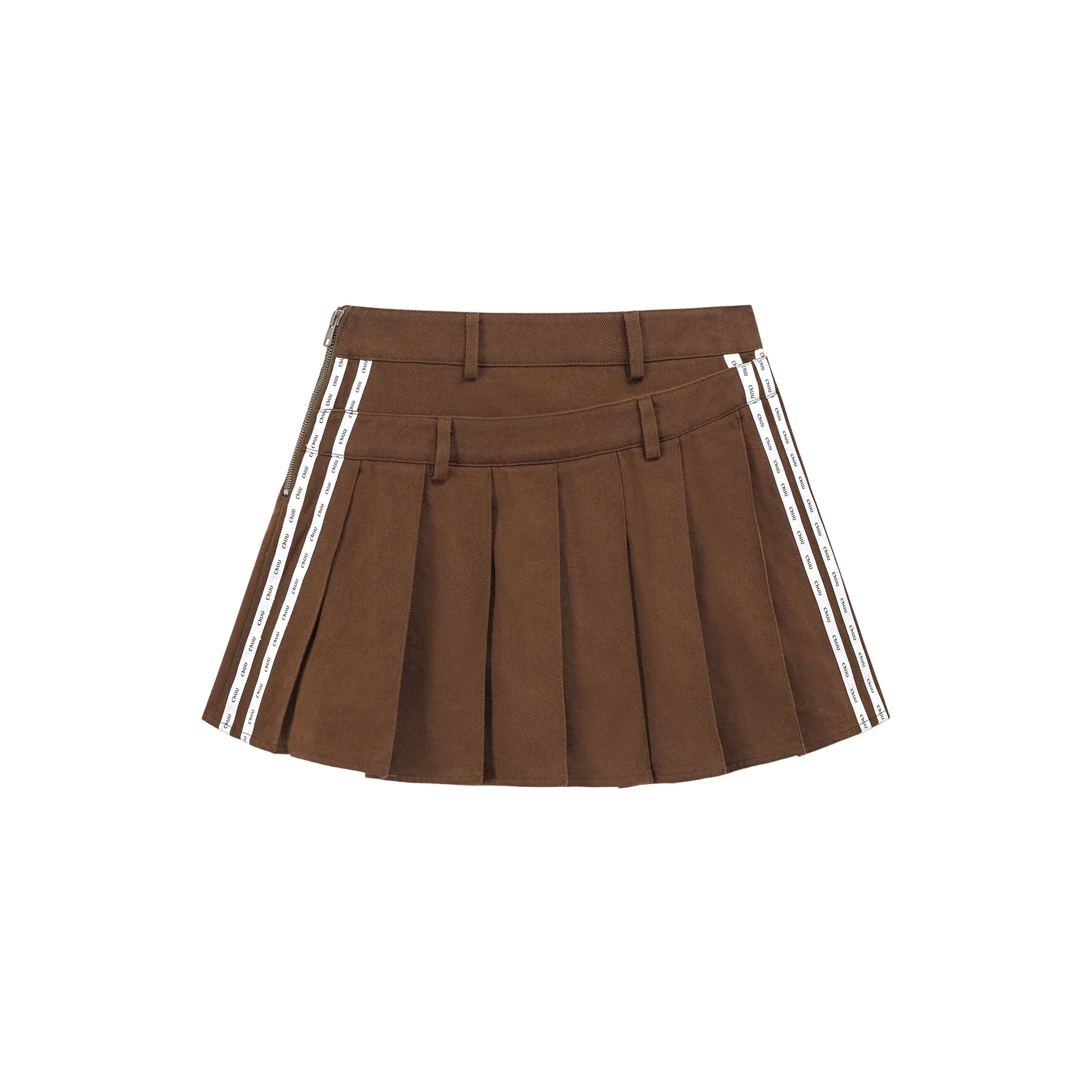 Two Belts Pleated Mini Skirt