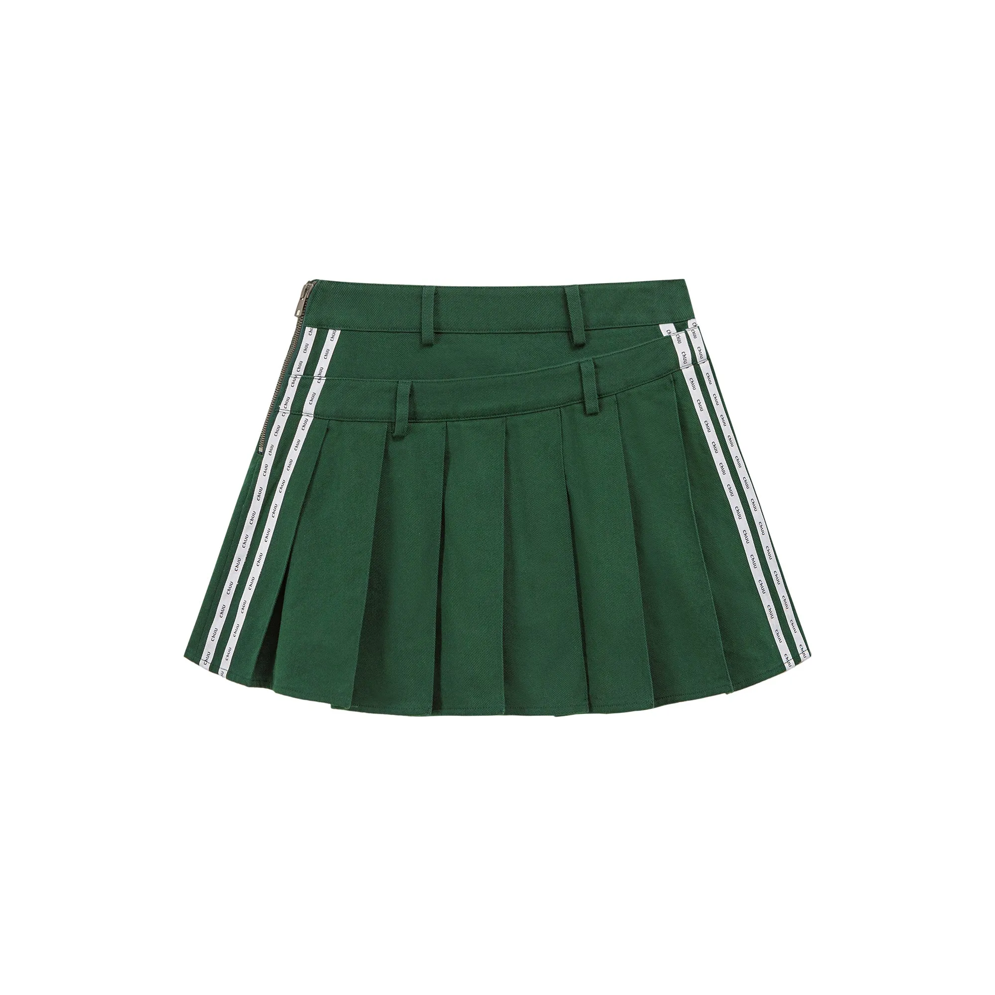 Two Belts Pleated Mini Skirt