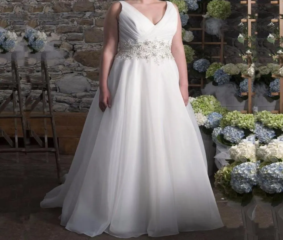 V-neck Organza A-line Wedding Dress  at Bling Brides Bouquet online Bridal Store