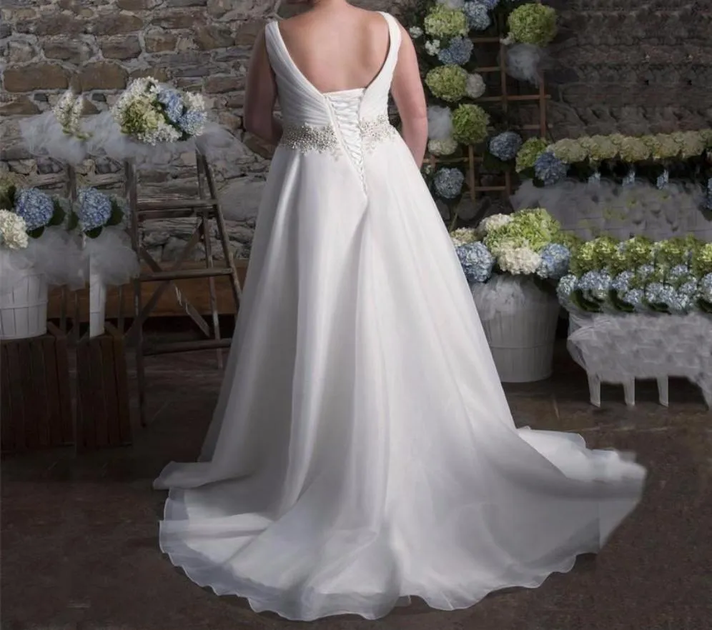 V-neck Organza A-line Wedding Dress  at Bling Brides Bouquet online Bridal Store