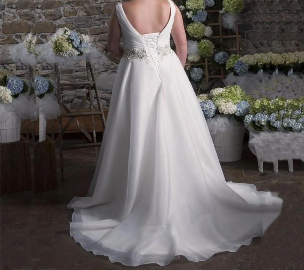 V-neck Organza A-line Wedding Dress  at Bling Brides Bouquet online Bridal Store