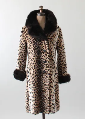 Vintage 1970s Leopard Print and Faux Fur Coat