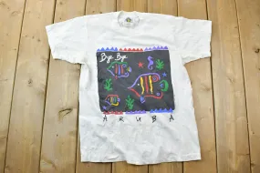 Vintage 1990s Aruba Colourful Fish Souvenir T-Shirt