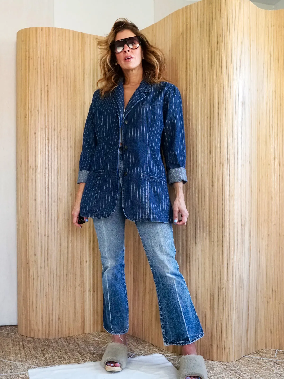 Vintage Denim Pinstripe Blazer