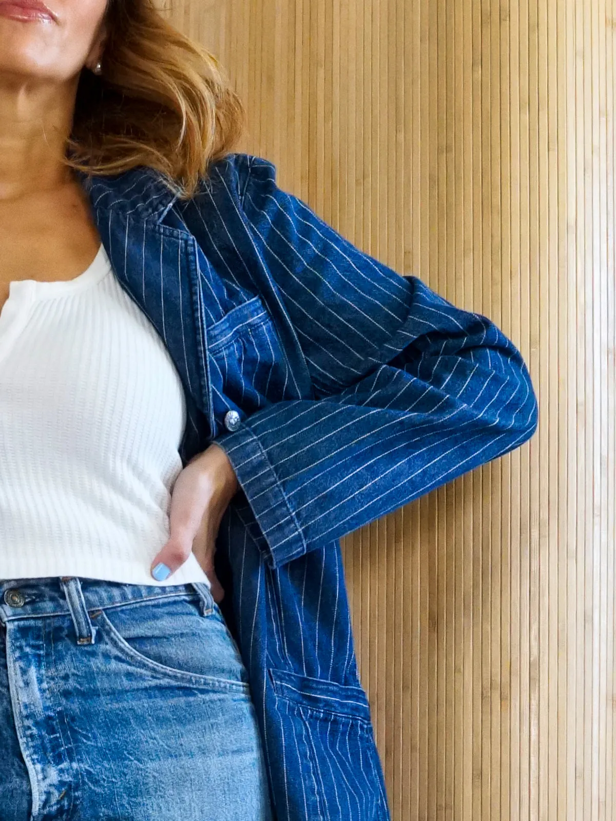 Vintage Denim Pinstripe Blazer