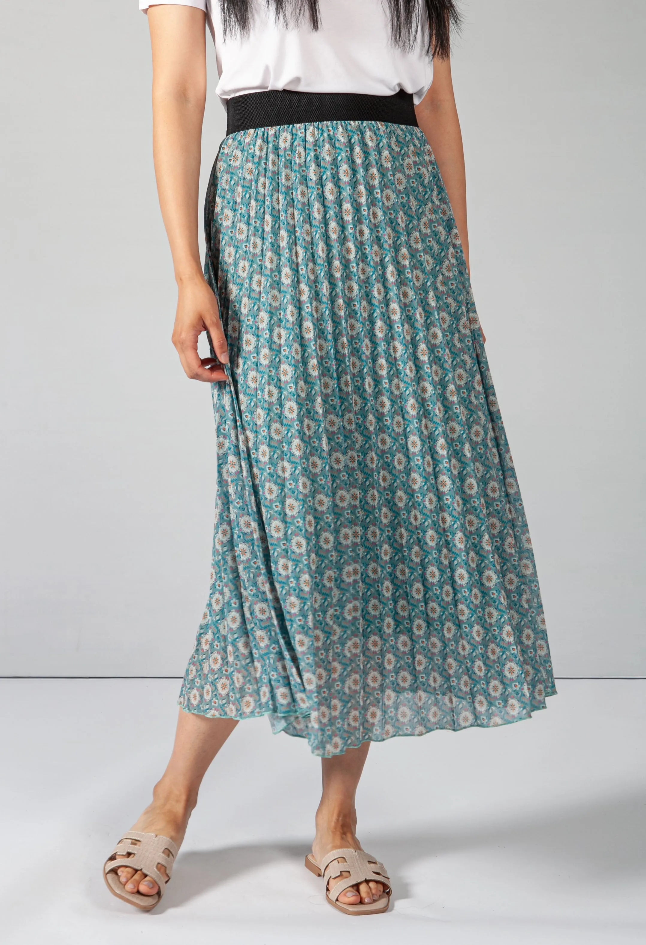 Vintage Print Mint Skirt