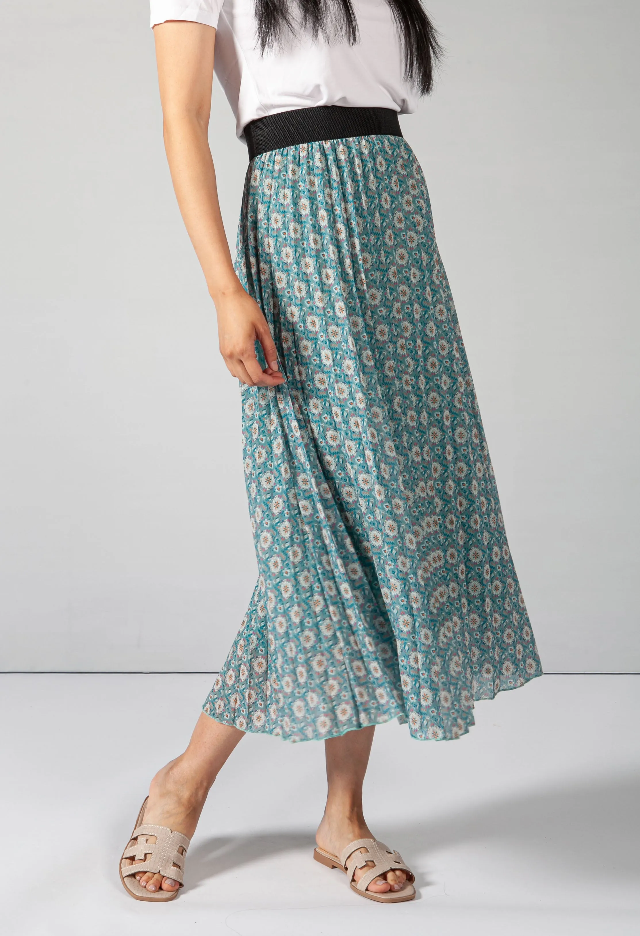 Vintage Print Mint Skirt