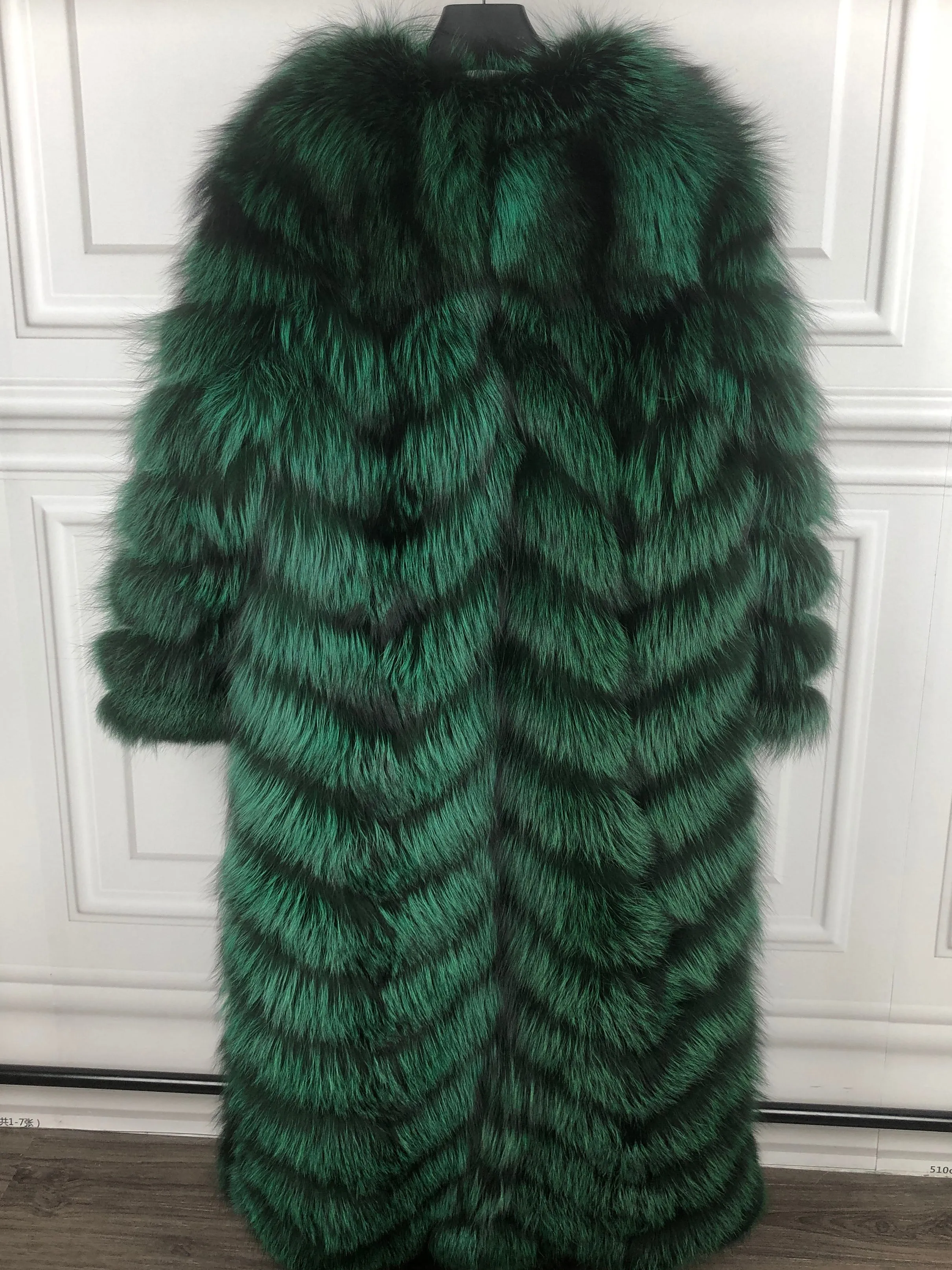 Warm Hooded Long Real Fox Fur Coat