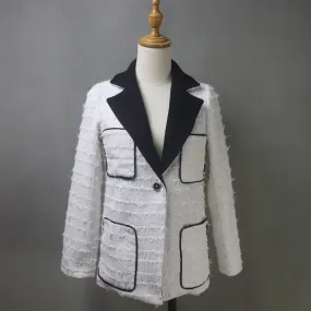 White Tweed Long Jacket Coat