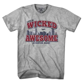 Wicked Awesome Boston Skyline T-Shirt: Unisex L-Chowdaheadz