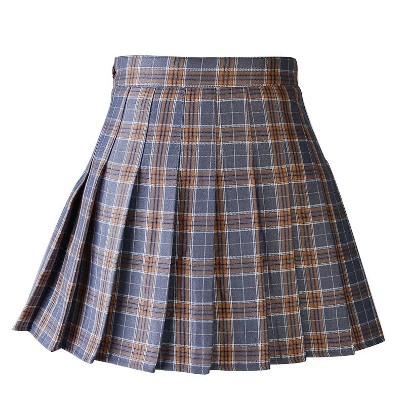 Wjczt Women Pleat Skirt Harajuku Preppy Style Plaid Skirts Mini Cute Japanese School Uniforms Ladies Jupe Kawaii Skirt Saia Faldas