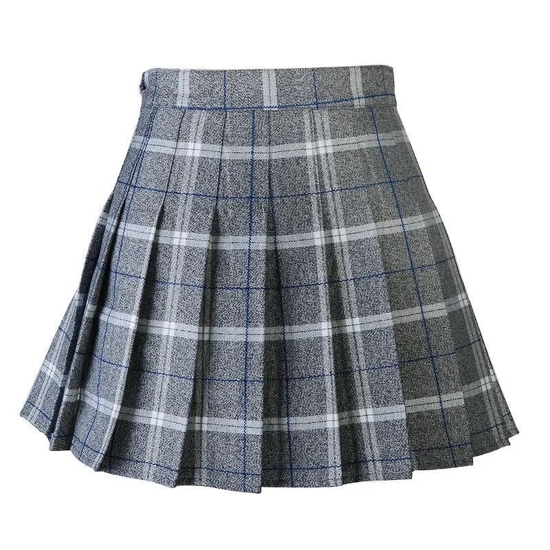 Wjczt Women Pleat Skirt Harajuku Preppy Style Plaid Skirts Mini Cute Japanese School Uniforms Ladies Jupe Kawaii Skirt Saia Faldas