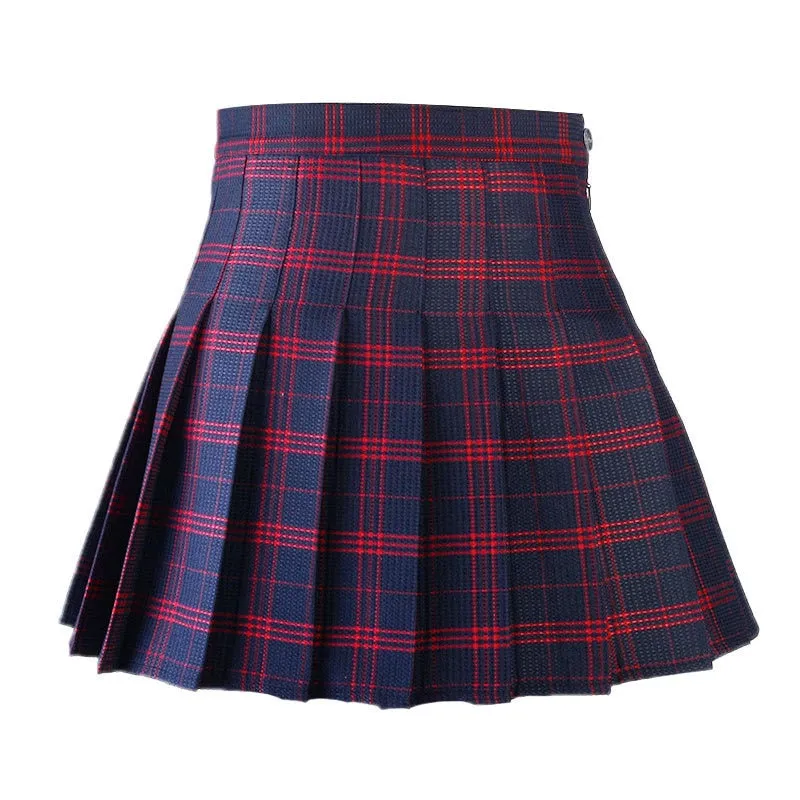 Wjczt Women Pleat Skirt Harajuku Preppy Style Plaid Skirts Mini Cute Japanese School Uniforms Ladies Jupe Kawaii Skirt Saia Faldas