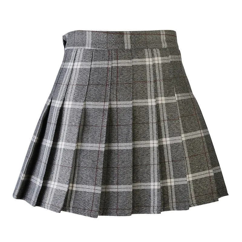 Wjczt Women Pleat Skirt Harajuku Preppy Style Plaid Skirts Mini Cute Japanese School Uniforms Ladies Jupe Kawaii Skirt Saia Faldas