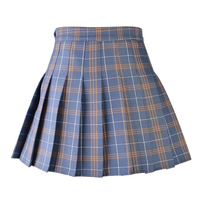 Wjczt Women Pleat Skirt Harajuku Preppy Style Plaid Skirts Mini Cute Japanese School Uniforms Ladies Jupe Kawaii Skirt Saia Faldas