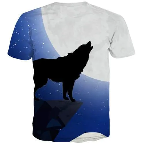 Wolf T shirts Men Animal Tshirts Novelty Moon Tshirt Printed Galaxy Tshirts Cool Street Shirt Print Short Sleeve summer