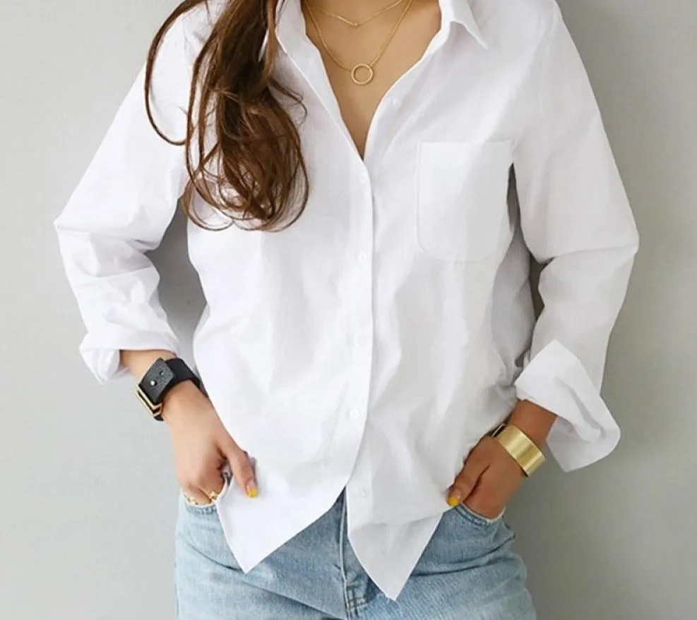 Women White Blouse | Turn-Down Collar Shirt | Women White Shirt | Office Shirt | Women Casual Shirt | Long Sleeve Shirt | Women Formal Shirt